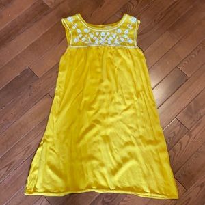 Old Navy yellow embroidered A-line dress